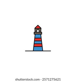 A bold vector lighthouse icon, ideal for navigation apps, coastal branding, maritime visuals, and guidance-themed creative projects.