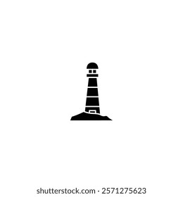 A bold vector lighthouse icon, ideal for navigation apps, coastal branding, maritime visuals, and guidance-themed creative projects.