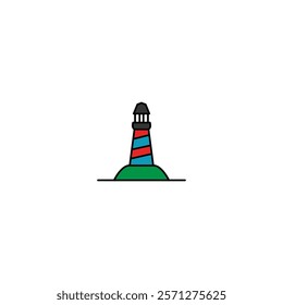 A bold vector lighthouse icon, ideal for navigation apps, coastal branding, maritime visuals, and guidance-themed creative projects.