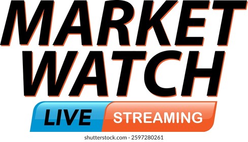 Bold vector logo for market watch live streaming, featuring dynamic typography and vibrant colors for digital media use