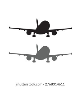 A bold vector silhouette of an airplane with reflection effect, perfect for aviation and travel-themed designs.