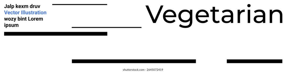 Texto vegetariano negrito em fonte grande, linhas horizontais pretas de comprimentos variados, texto azul sutil à esquerda. Ideal para sites, blogs, artigos, banners, cartazes, anúncios, materiais educativos