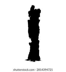 A bold vertical black ink brush stroke on a white background, showcasing traditional calligraphy or abstract artistic expression.
