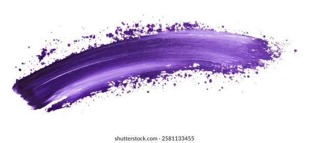 A bold and vibrant digital painting featuring a textured purple brush stroke with splattered paint details, perfect for artistic backgrounds and abstract designs
