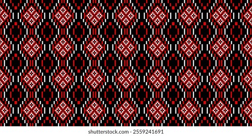 Bold and Vibrant Ethnic Seamless Pattern with Geometric Shapes and Tribal Motifs. Perfect for textile, wallpaper, fabric, fashion, interior design, packaging, and more.