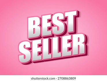 Un Diseño gráfico audaz y vibrante con las palabras Best Seller en letras Grandes y tridimensionales sobre un fondo rosa.