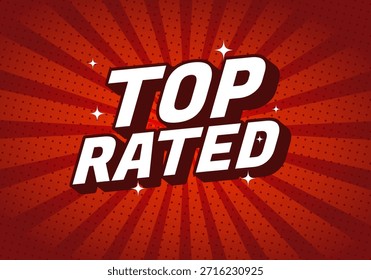 Un Diseño gráfico atrevido y vibrante con el texto CLASIFICADO TOP en fuente Grande y estilizada contra un fondo de ráfaga roja con acentos de estrellas.