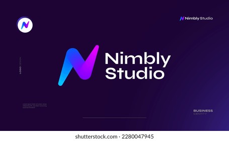 Bold and Vibrant Letter N Logo Design with Colorful Gradient Concept. N Logo with Blend Style
