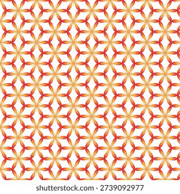 A bold vibrant orange and red floral geometric tessellation design featuring intricate symmetry, perfect for decorative backgrounds, textiles, wallpapers, and modern pattern projects.
