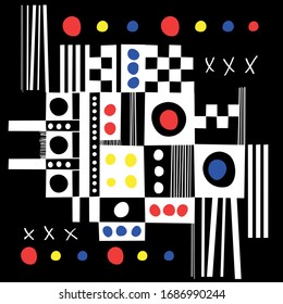 Bold and Vibrant Pattern - Circles, Squares, and Lines