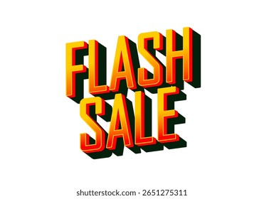 Bold and vibrant text design featuring the words FLASH SALE with a 3D effect and shadow, suitable for promotional materials
