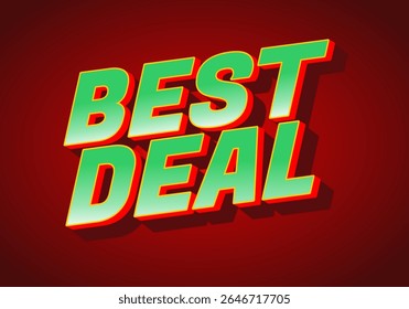 Gráfico de texto atrevido y vibrante con las palabras BEST DEAL en estilo 3D con fondo rojo