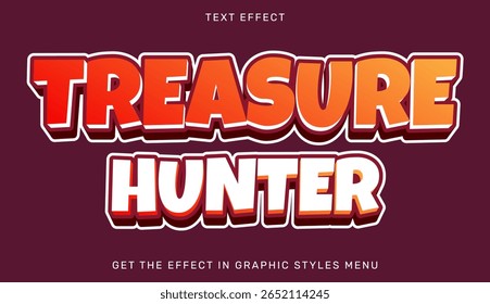Bold and vibrant treasure hunter text effect ideal for playful and adventurous graphic design