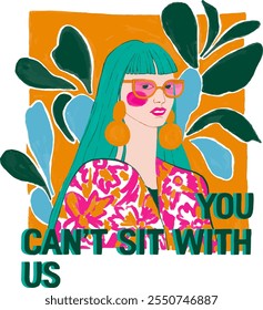 Bold, vibrant, and unapologetically stylish! This modern illustration showcases a confident character with striking colors and patterns, perfect for celebrating individuality and fearless self-express