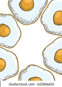 The bold vintage and old style fried egg drawing in vector cool and indy
