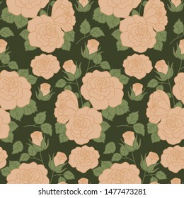 Bold vintage roses in a seamless pattern design, that can be used on the web, or in print, for surface design