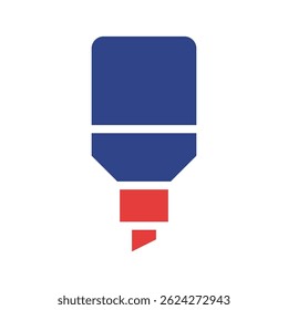 Bold visual representation of a blue and red highlighting marker illustration
