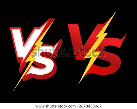 A bold "VS" logo with a red and white design and a yellow lightning bolt. Ideal for sports, gaming, and competitive matchup themes.