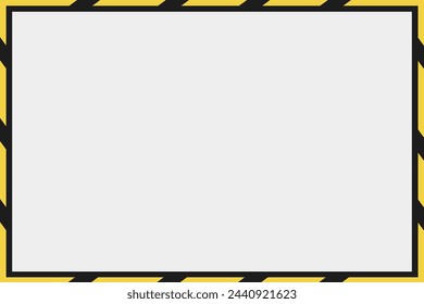 Bold warning background with yellow and black stripes framing a blank center.