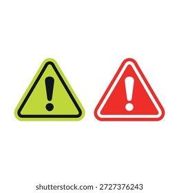 Bold warning signs with exclamation marks on triangular yellow and red backgrounds
