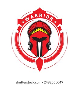 Bold Warrior Emblem For Classic Red Shield Logo Design