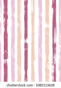 Bold watercolor brush stripes pattern on white. Pink, orange, purple, violet and cherry red paintbrush lines vertical texture for background. For wallpaper.