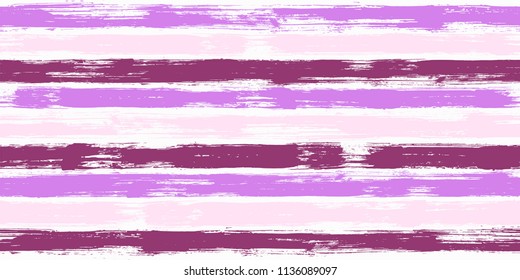 Bold watercolor brush stripes seamless pattern. Purple, pink and beige paintbrush lines horizontal seamless texture for background. Hand drown paint strokes decoration artwork. For wallpaper.