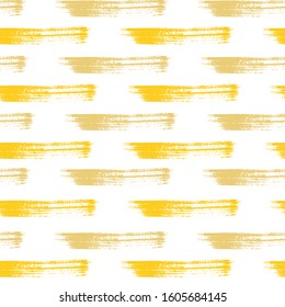 Bold watercolor brush stripes seamless pattern. Fallow and firebrick paintbrush lines horizontal seamless texture for background. Hand drown paint strokes decoration. For fabric.