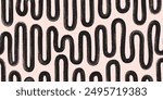 Bold wavy grunge lines. Horizontal black hand drawn brush strokes vector seamless pattern. Geometric tribal ink lines background.