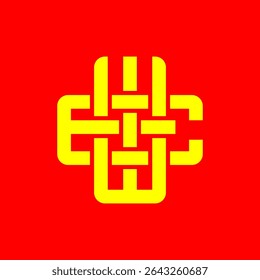 Symbole de monogramme WE audacieux en jaune sur fond rouge - Conception de logo d'Abstrait moderne
