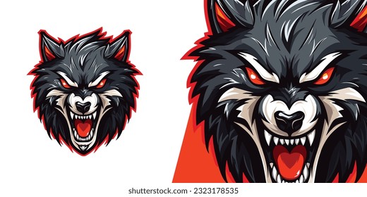 Logo de Werewolf en negrita: Ilustración de vectores impactantes para equipos deportivos y deportivos electrónicos sin miedo