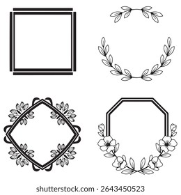 Vette en grillige Bladerige Vintage Decoratieve Floral Frames Vector Collection
