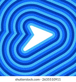 Bold white arrow pointing right, surrounded by layered blue ripple waves. Vector illustration with modern energy.