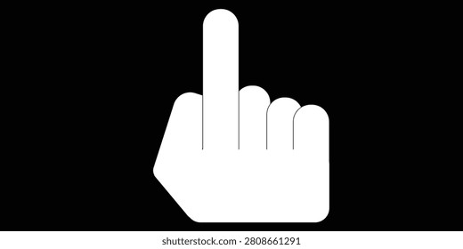 Bold white hand icon featuring middlefinger gesture