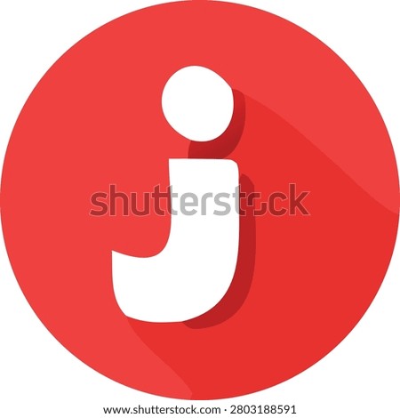 Bold white lowercase letter i inside a bright red circle, creating an eye-catching information icon with modern design elements.