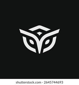 Bold White on Black Owl Face Icon Concept. Owl Logo Design.