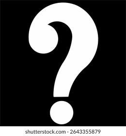Bold white question mark symbol inside black square. High contrast icon for help, support, wallpaper,background,error signs,games, and educational design.