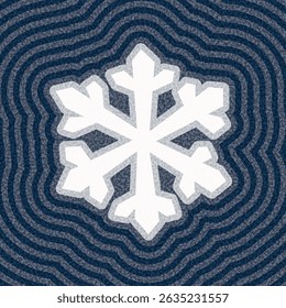 Bold white snowflake with radiating blue ripple texture background. Vector illustration in a modern winter style.