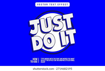 Bold white text saying Just Do It on a blue background with a circular frame