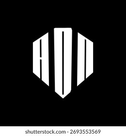 A bold white three-letter a black hexagonal monogram logo design
