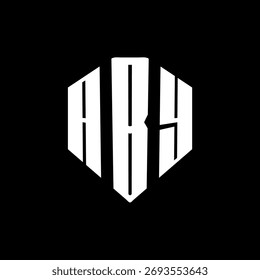 A bold white three-letter a black hexagonal monogram logo design
