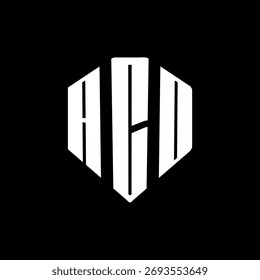 Ein fett weißes, dreibuchstabiges schwarzes, sechseckiges Monogramm-Logo-Design
