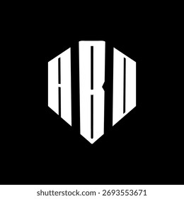 A bold white three-letter a black hexagonal monogram logo design
