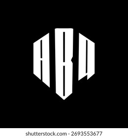 Un diseño de logotipo de monograma hexagonal negro de tres letras en blanco y negrita
