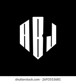 A bold white three-letter a black hexagonal monogram logo design
