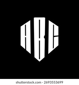 Un diseño de logotipo de monograma hexagonal negro de tres letras en blanco y negrita
