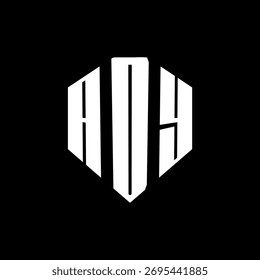 Um negrito branco de três letras um preto hexagonal monograma logotipo design
