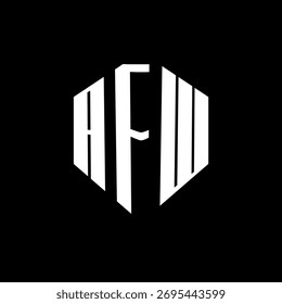 A bold white three-letter a black hexagonal monogram logo design