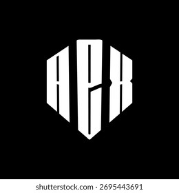 Un diseño de logotipo de monograma hexagonal negro de tres letras en blanco y negrita