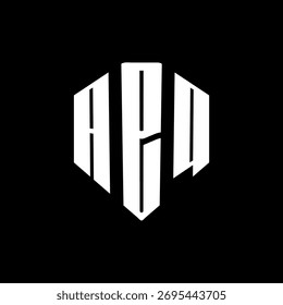 A bold white three-letter a black hexagonal monogram logo design
